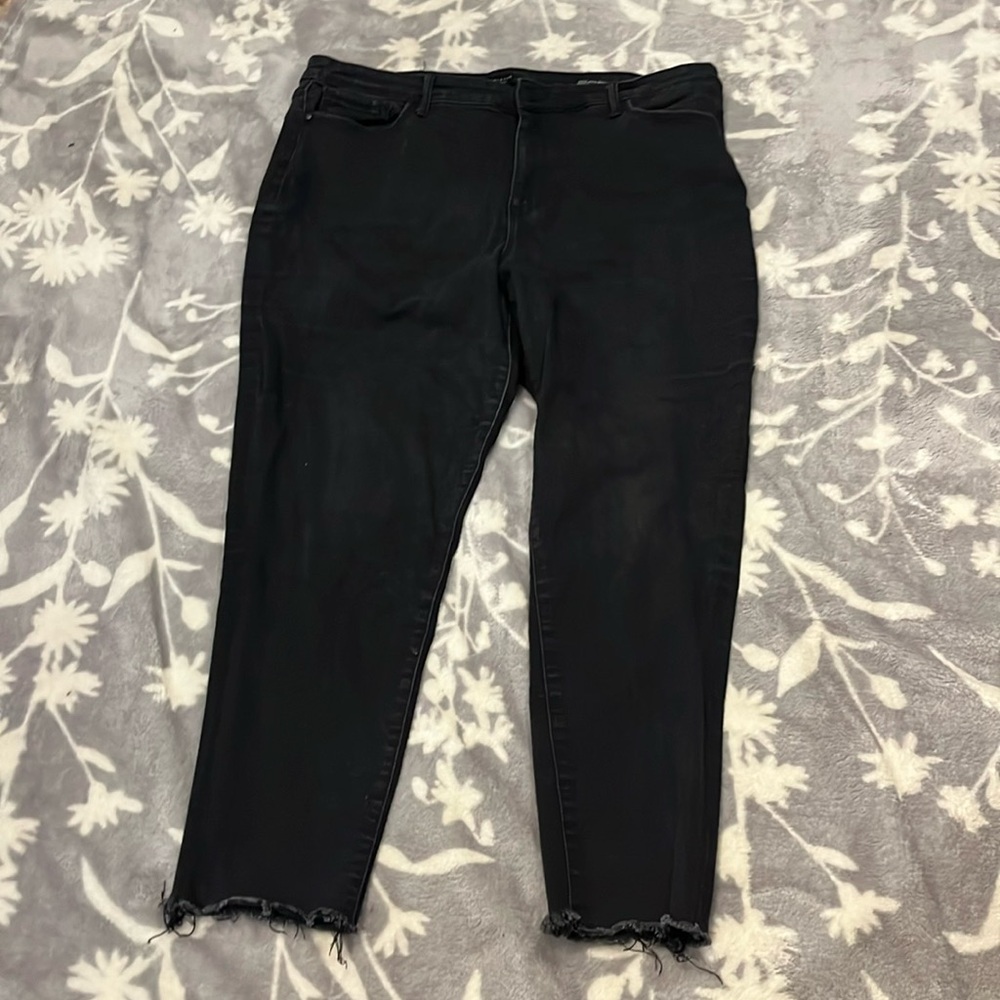 Relativity Skinny Jeans- black high rise/ ankle raw edge hem Sz 18W
